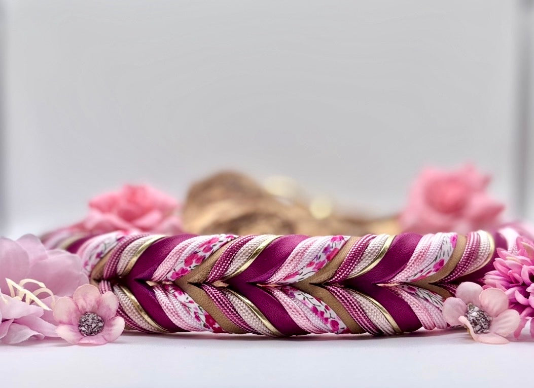 Halsband Blüte pink/bordeaux