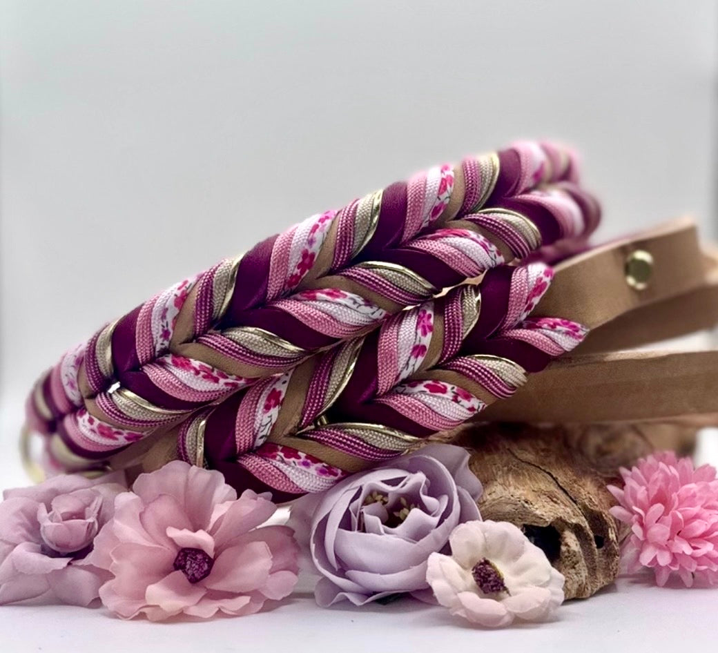 Halsband Blüte pink/bordeaux