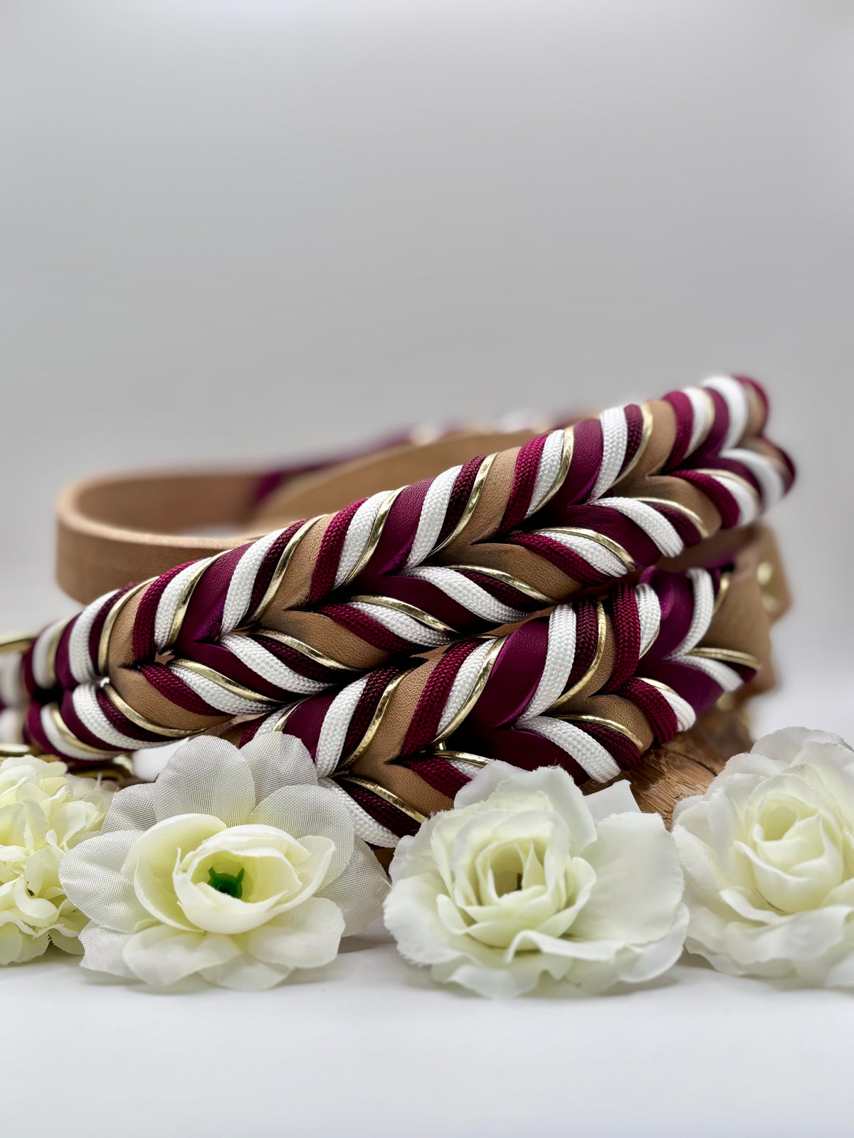 Halsband bordeaux/beige